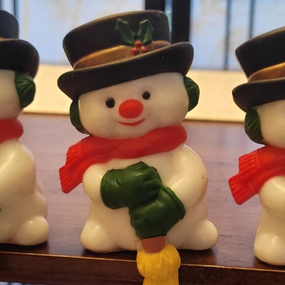 Set of 3 1960s Snowman w/ Corn Broom Stocking Holders Shelf Sitters - Picture 2 of 8